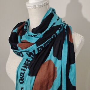 Valentino Teal and Brown Scarf Fringe (See Description)